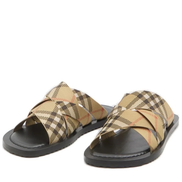 Burberry Check Printed Slip-On Slides - Picture 1 of 3